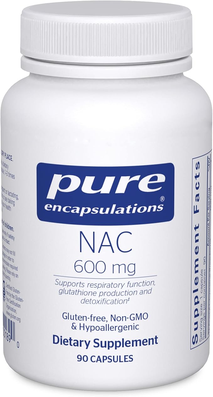 Pure Encapsulations NAC 600mg – Lung, Immune & Liver Support – Antioxidant & Glutathione Precursor – Non-GMO, Gluten-Free – 90 Capsules