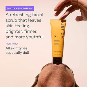 Acure Brightening Facial Scrub – Exfoliating Face Wash with Sea Kelp & French Green Clay, Vegan, Paraben-Free, 4 fl oz