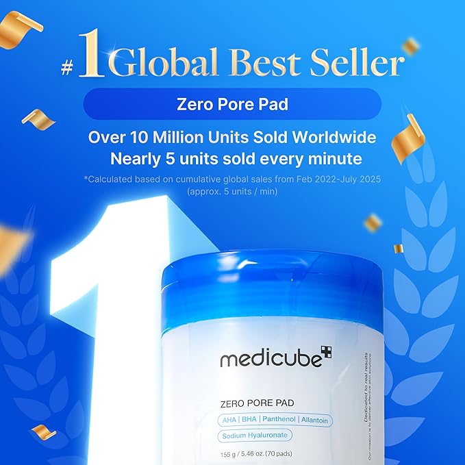 Medicube Zero Pore Pads 2.0 – Dual-Textured Exfoliating Toner Pads with AHA & BHA for Pore Care, Smoother Skin, K-Beauty, 70 Pads