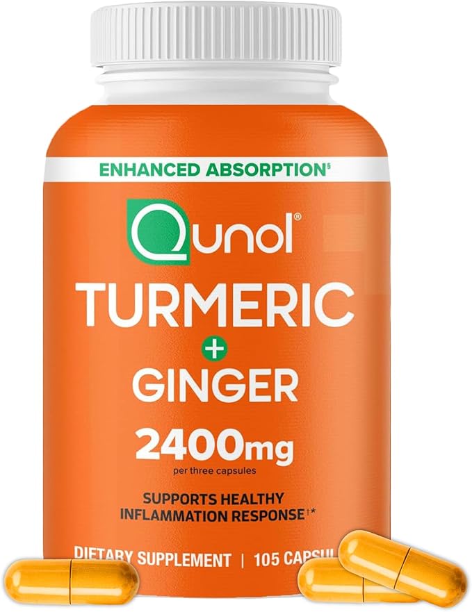 Qunol Turmeric Curcumin with Ginger & Black Pepper 2400mg – High Absorption Joint & Inflammation Support – Non-GMO, Gluten-Free – 105 Capsules