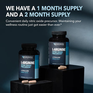L-Arginine & L-Citrulline Capsules – Nitric Oxide Supplement, 60 Count, Vegan & Non-GMO, 1 Month Supply