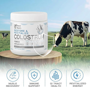 Organic Bovine Colostrum Powder – Grass-Fed, Hormone-Free – Gut, Immune, Hair & Skin Wellness – Unflavored, Non-GMO, Gluten-Free – 50 Servings