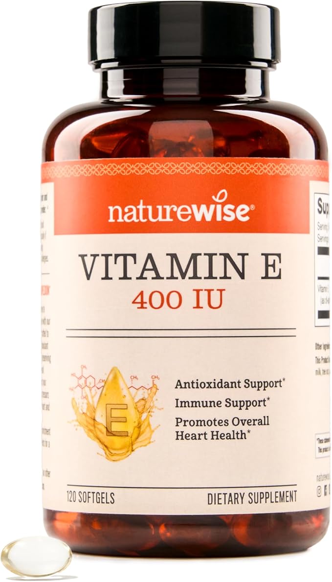 NatureWise Vitamin E 400 IU – Antioxidant, Skin, Heart & Immune Support – Dairy, Gluten & Soy Free – 120 Softgels