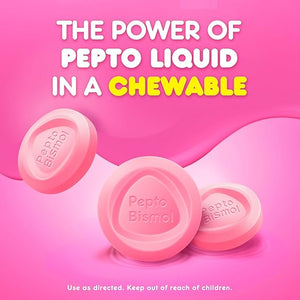 Pepto Bismol Chewable Tablets, 48 Count – Fast 5-Symptom Relief for Nausea, Heartburn, Indigestion & Diarrhea