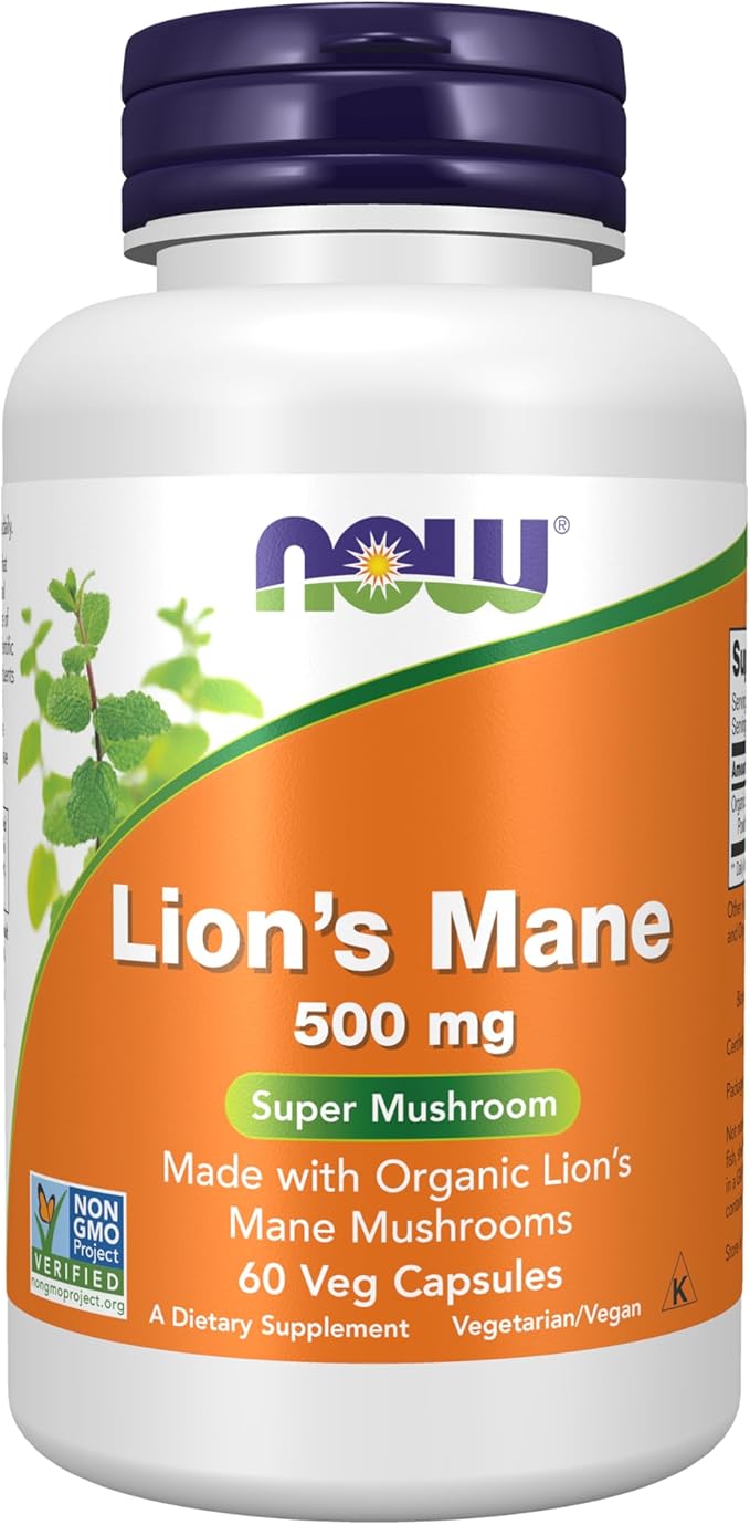 NOW Foods Lion’s Mane 500mg – Organic Brain & Immune Support – 60 Vegan Capsules