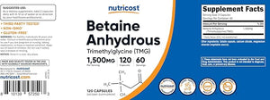 Nutricost Betaine Anhydrous Capsules – 1500mg Per Serving, 120 Capsules, Gluten-Free, Non-GMO