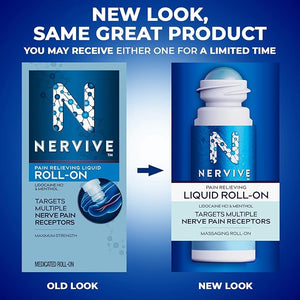 Nervive Pain Relieving Roll On Liquid Max Strength Lidocaine and Menthol 2.5oz