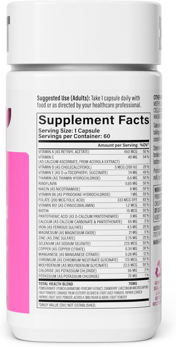 HABIT Women’s Multivitamin – 23 Essential Vitamins & Minerals, Fruit Extract Blend, Non-GMO, Gluten-Free – 60 Capsules