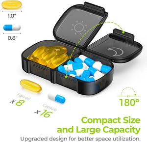 AUVON XL Weekly Pill Organizer – AM/PM Pill Box with Privacy Case