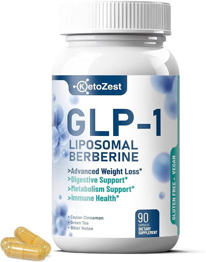 GLP-1 Weight Loss Support Supplement – 15-in-1 Appetite Suppressant & Fat Burner for Women & Men – Liposomal Berberine, Bitter Melon, Ceylon Cinnamon, Citrus Bergamot – 60 Capsules