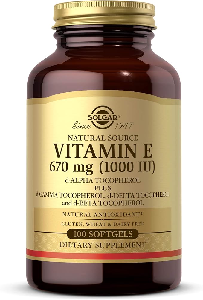 Solgar Vitamin E 1000 IU – Natural Mixed Tocopherols, Antioxidant, Skin & Immune Support – 100 Softgels – Gluten & Dairy Free