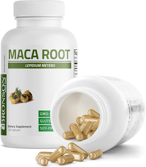 Bronson Maca Root Lepidium Meyenii 120 Vegetarian Capsules Non GMO Gluten Free Energy and Performance Support