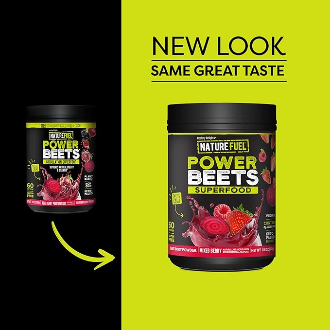 Nature Fuel Power Beets Powder – Mixed Berry Flavor, Concentrated Superfood, Non-GMO, 60 Servings