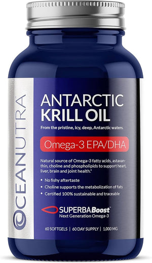 100% Pure Organic Krill Oil 1000mg – 56% Phospholipids, SuperbaBoost® Antarctic Omega-3 with Astaxanthin – No Fish Oil, No Aftertaste – 60 Softgels