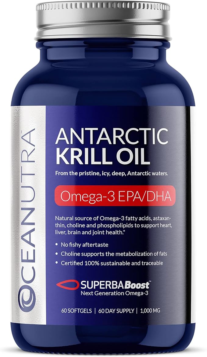 100% Pure Organic Krill Oil 1000mg – 56% Phospholipids, SuperbaBoost® Antarctic Omega-3 with Astaxanthin – No Fish Oil, No Aftertaste – 60 Softgels