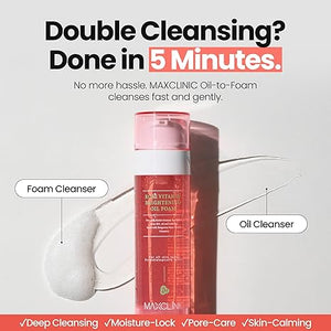 MAXCLINIC Rose Vitamin Oil to Foam Cleanser, All-in-One Korean Face Wash, Pore Minimizing Blackhead Remover, 115ml