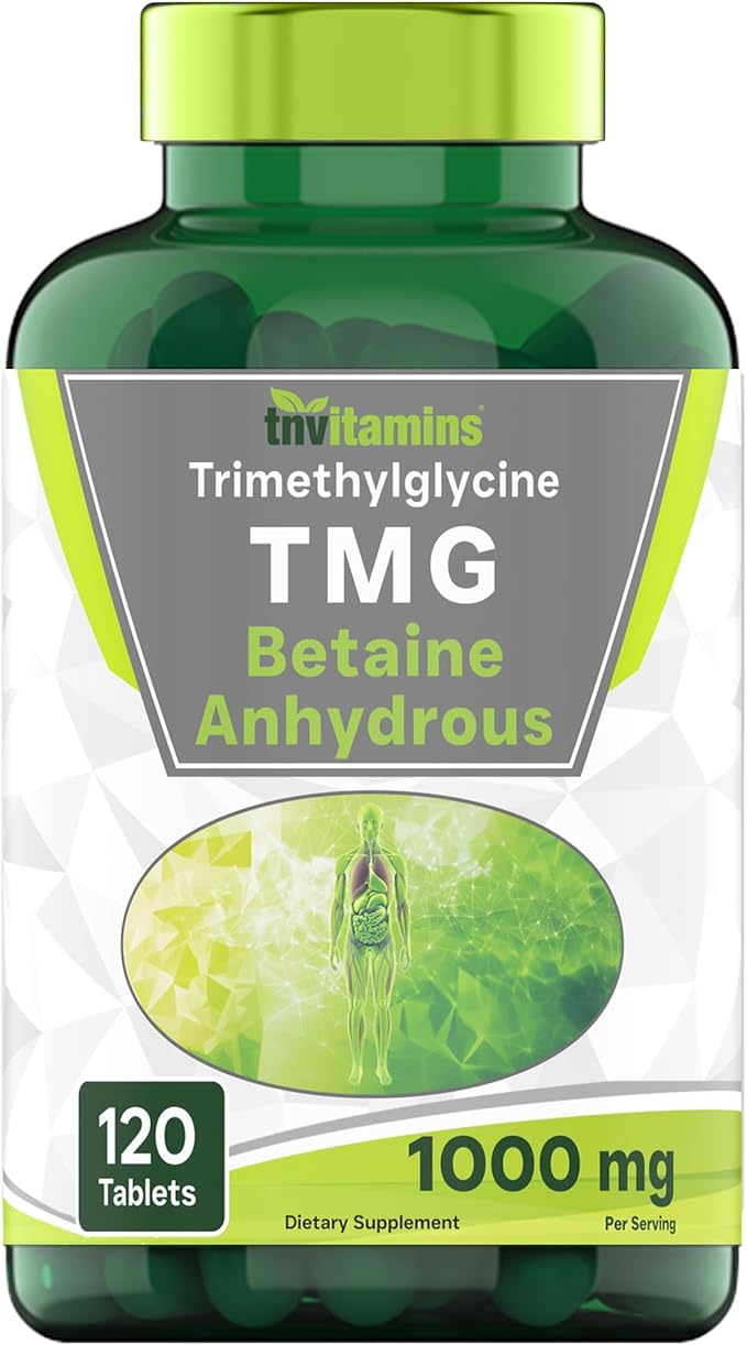 TMG Supplement 1000mg (Betaine Anhydrous) – 120 Tablets, Non-GMO, Made in USA, Homocysteine Support