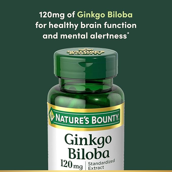Nature’s Bounty Ginkgo Biloba 120mg – Brain Function & Memory Support – Non-GMO, Gluten-Free – 100 Capsules