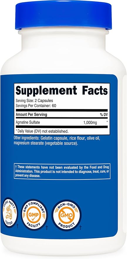 Nutricost Agmatine Sulfate – 1000mg, 120 Capsules, Gluten-Free, Non-GMO
