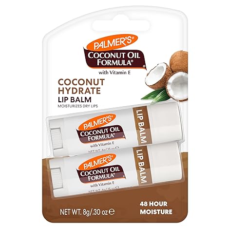 Palmer’s Coconut Oil Lip Balm Duo – All-Day Hydration for Dry, Cracked Lips – Paraben Free – 2 Pack
