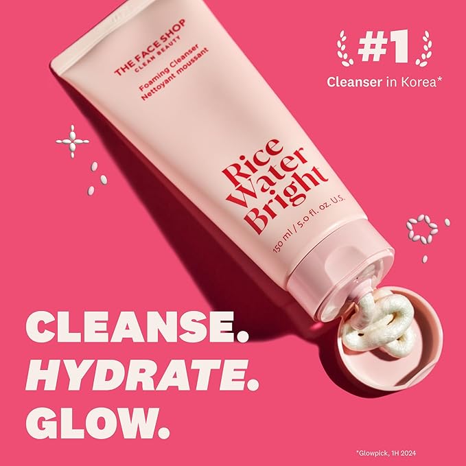 The Face Shop Rice Water Bright Double Cleansing Duo Set with Ceramide – Gentle Face Wash & Pore Control Cleansing Oil – Hydrating, Vegan, Korean Skin Care