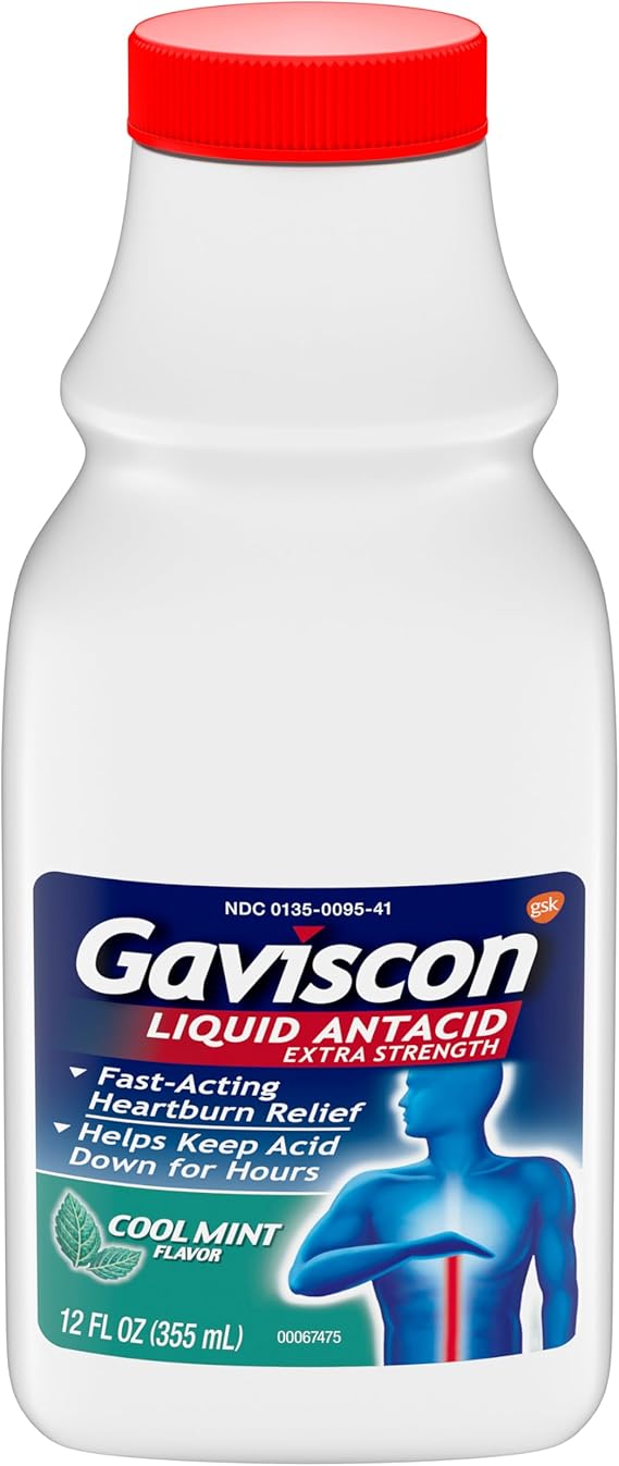 Gaviscon Extra Strength Liquid Antacid – Cool Mint – 12 oz – Fast Heartburn & Acid Reflux Relief