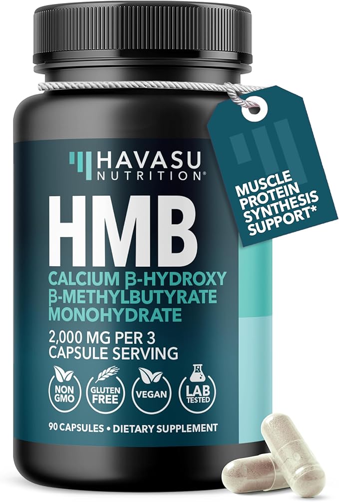 HMB Capsules 2000mg – Calcium B-Hydroxy B-Methylbutyrate, 90 Capsules, Vegan, Non-GMO, Gluten-Free