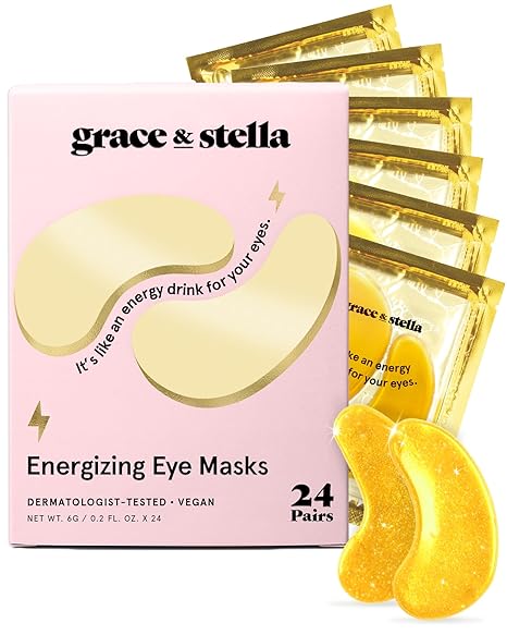 Grace & stella Gold Under Eye Patches (24 Pairs) – Award Winning Gel Eye Masks for Dark Circles, Puffy Eyes, Wrinkles – Vegan, Travel Essentials, Self Care Gift for Women
