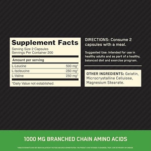Optimum Nutrition Instantized BCAA Capsules – Keto Friendly, 1000mg, 400 Count, Branched Chain Essential Amino Acids
