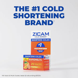 Zicam Cold Remedy Zinc RapidMelts Tablets Citrus Flavor 25 Count – Fast-Acting Homeopathic Cold Relief