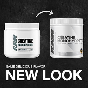 RAW Nutrition Creatine Monohydrate Powder – Unflavored, Micronized, 30 Servings