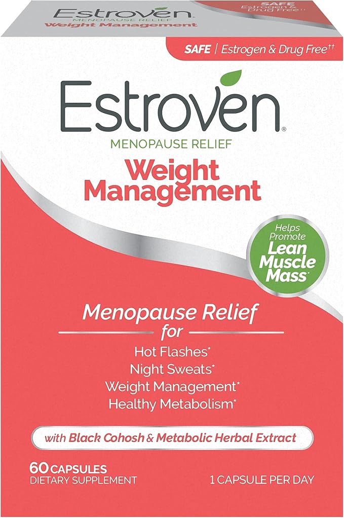 Estroven Weight Management – Menopause Relief with Hot Flash & Night Sweat Support – Drug-Free, Gluten-Free – 60 Capsules