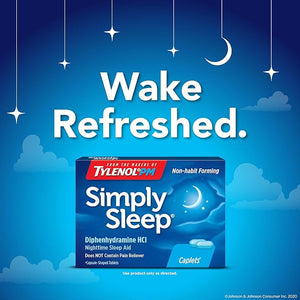 Tylenol Simply Sleep Nighttime Sleep Aid Caplets 100 Count – 25 mg Diphenhydramine HCl Non-Habit Forming Sleep Support for Adults