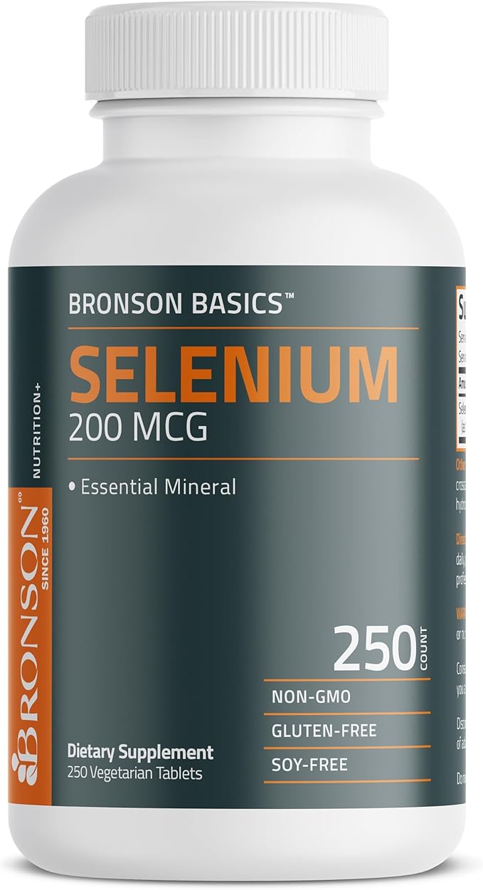 Bronson Selenium 200mcg – Immune, Antioxidant & Thyroid Support – 250 Vegetarian Tablets