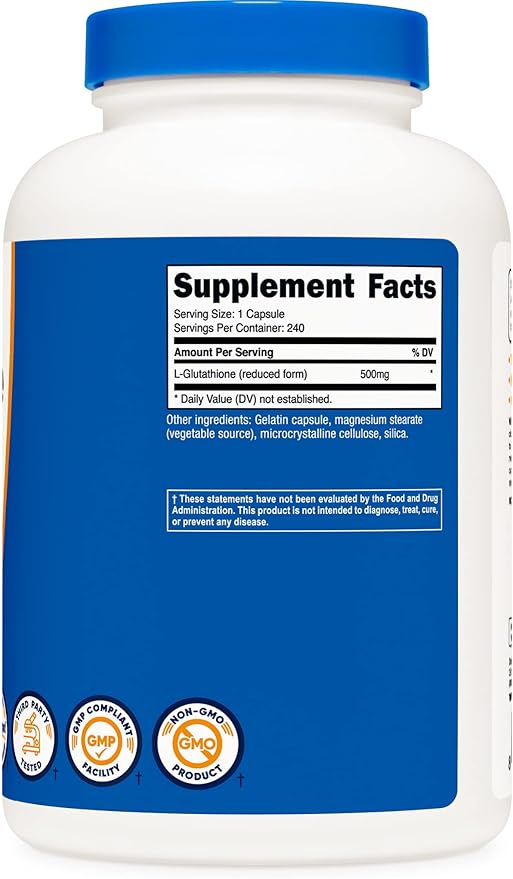 Nutricost Glutathione 500mg – Antioxidant Support for Liver, Immune & Skin Health – Non-GMO, Gluten-Free – 240 Capsules (Value Size)