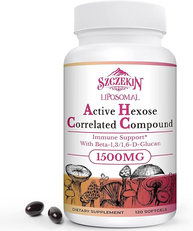 Liposomal AHCC 1500mg with Beta-Glucans – Immune, T-Cell & Liver Support – 120 Softgels – Non-GMO, Gluten Free