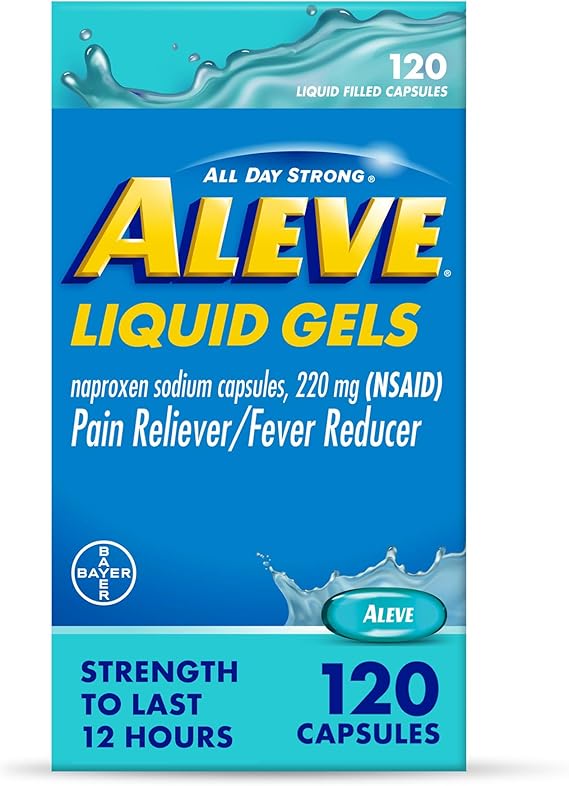Aleve Liquid Gels – Naproxen Sodium 220mg – 120 Capsules – 12-Hour Pain Reliever & Fever Reducer (NSAID)