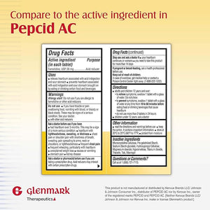 Glenmark Famotidine Tablets 20 mg Maximum Strength Acid Reducer – 200 Count for Heartburn and Indigestion Relief