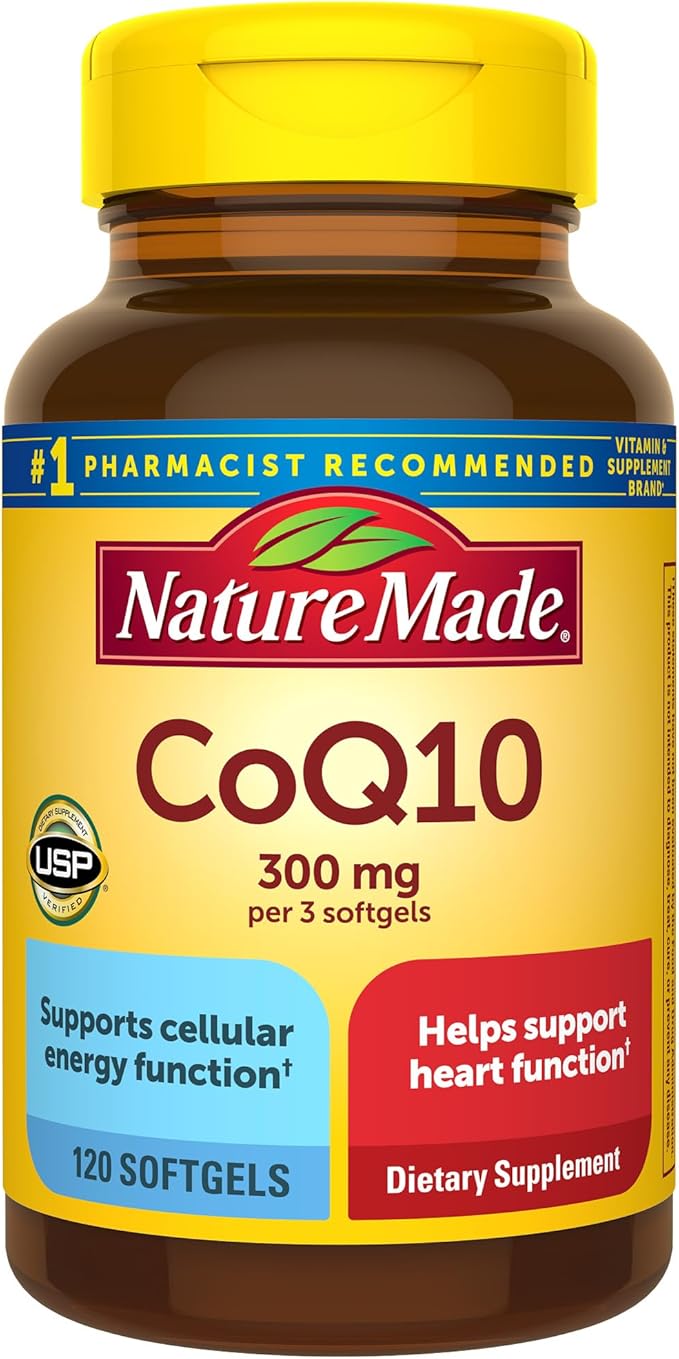 Nature Made CoQ10 300mg per 3 Softgels – Heart, Energy & Healthy Aging Support – USP Verified, Gluten-Free – 120 Softgels (40 Day Supply)
