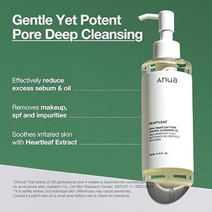 Anua Heartleaf Pore Control Cleansing Oil, Korean Oil Cleanser for Face, Makeup, Blackheads, Sensitive Skin, 200ml