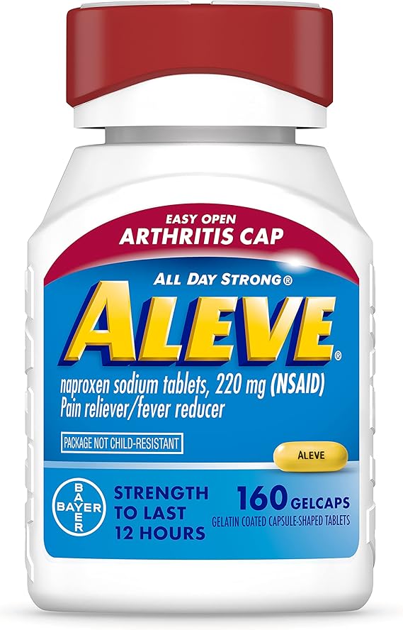 Aleve Gelcaps with Easy Open Cap – Naproxen Sodium 160 Ct – Arthritis & Pain Relief, 12-Hour Relief