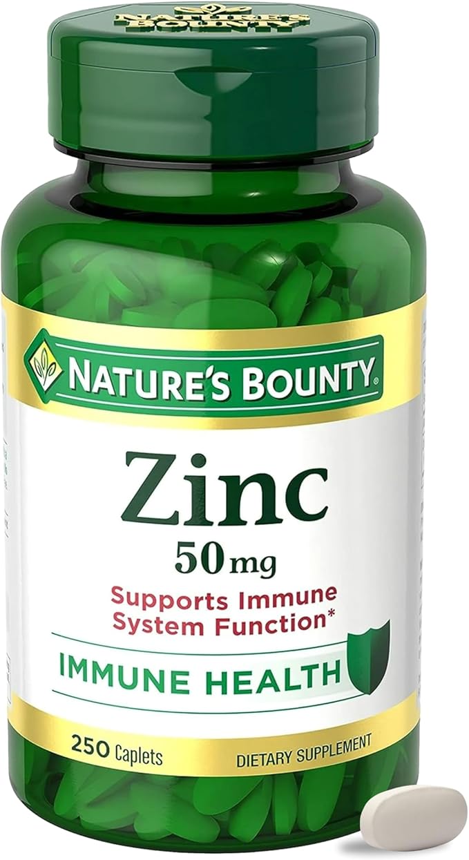 Nature’s Bounty Zinc 50mg – Immune, Antioxidant & Skin Support – 250 Vegetarian Caplets