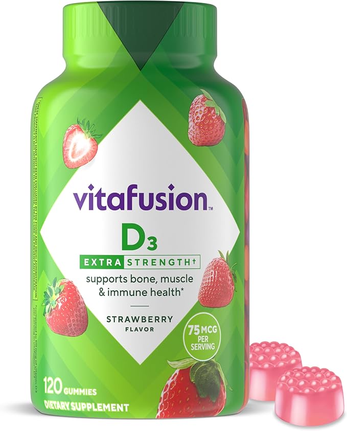 vitafusion Extra Strength Vitamin D3 Gummies – Bone & Immune Support – Strawberry – 120 Count