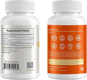 Acetyl L-Carnitine (ALCAR) 500mg – Brain, Nerve & Energy Support – Focus & Performance – Non-GMO, Gluten-Free – 180 Capsules