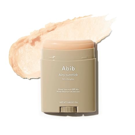 Abib Airy Sunstick SPF50+ Korean Sunscreen Stick, Semi-Matte, No Whitecast, Water Resistant, Portable Sun Protection Bar