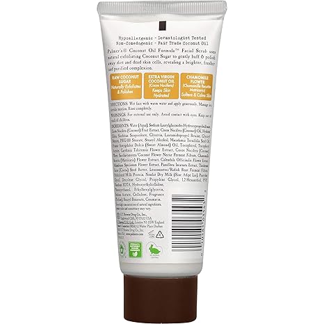 Palmer’s Coconut Oil Sugar Facial Scrub – Gentle Exfoliating, Hydrating & Calming – With Chamomile – 3.17 oz