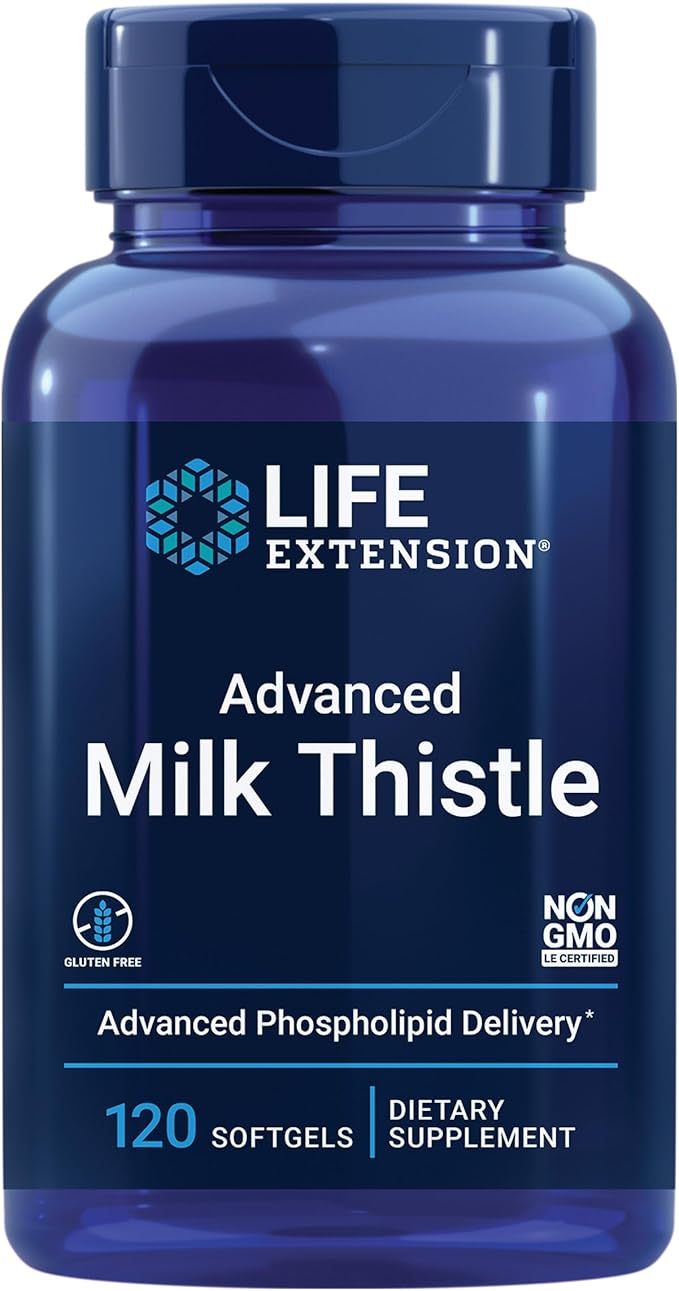 Life Extension Advanced Milk Thistle – Silybin & Phosphatidylcholine – Liver & Kidney Health – Non-GMO, Gluten-Free – 120 Softgels