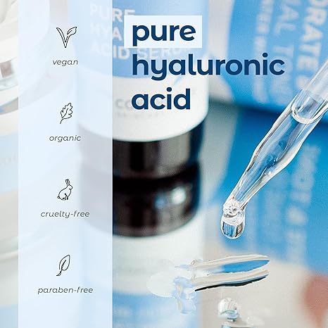 Pure Hyaluronic Acid Serum – Intense Hydration, Wrinkle Reducing, Brightening – Non-Greasy, Paraben Free – 2oz