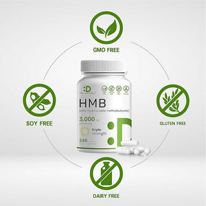 Ultra Strength HMB Supplements – 3,000mg Per Serving, 240 Capsules, Third Party Tested