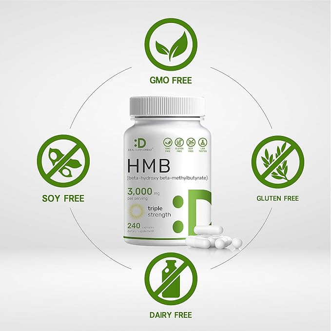 Ultra Strength HMB Supplements – 3,000mg Per Serving, 240 Capsules, Third Party Tested